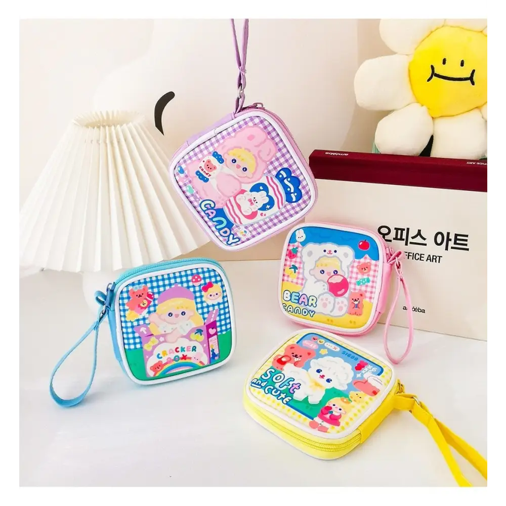 Bold Kawaii Patterned Pouch for Cords and Chargers - Purse