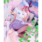 Bright White Knit Crop Top with Adorable Hand - Embroidered Eyes - Cosparty