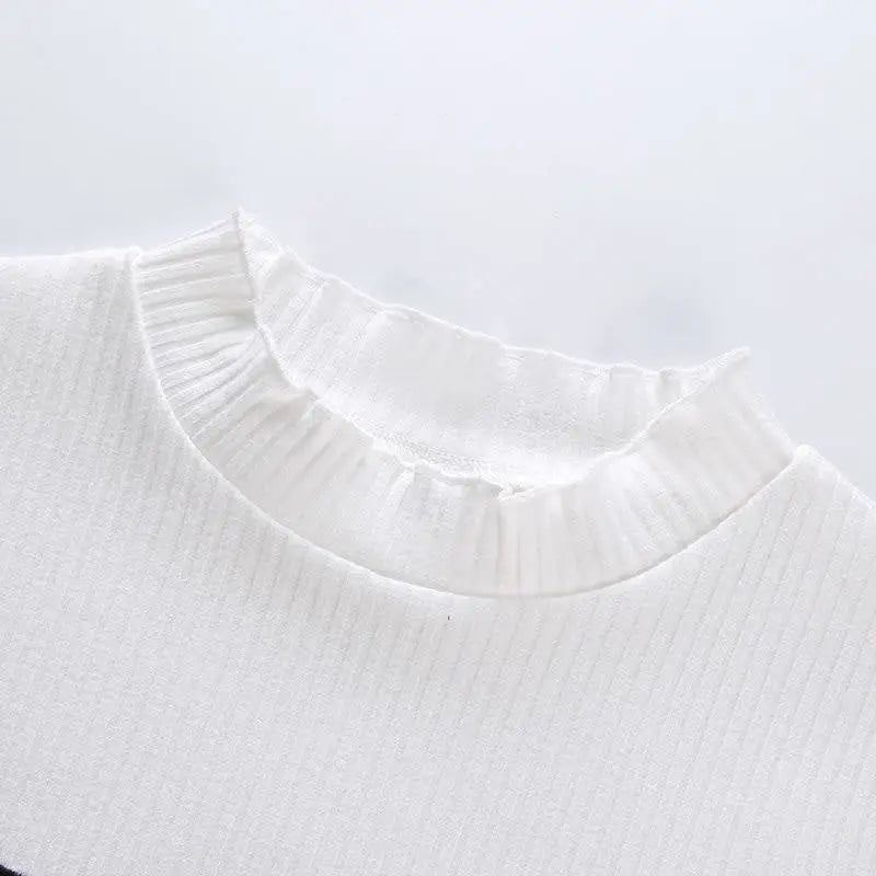 Bright White Knit Crop Top with Adorable Hand - Embroidered Eyes - Cosparty
