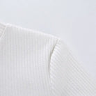 Bright White Knit Crop Top with Adorable Hand - Embroidered Eyes - Cosparty