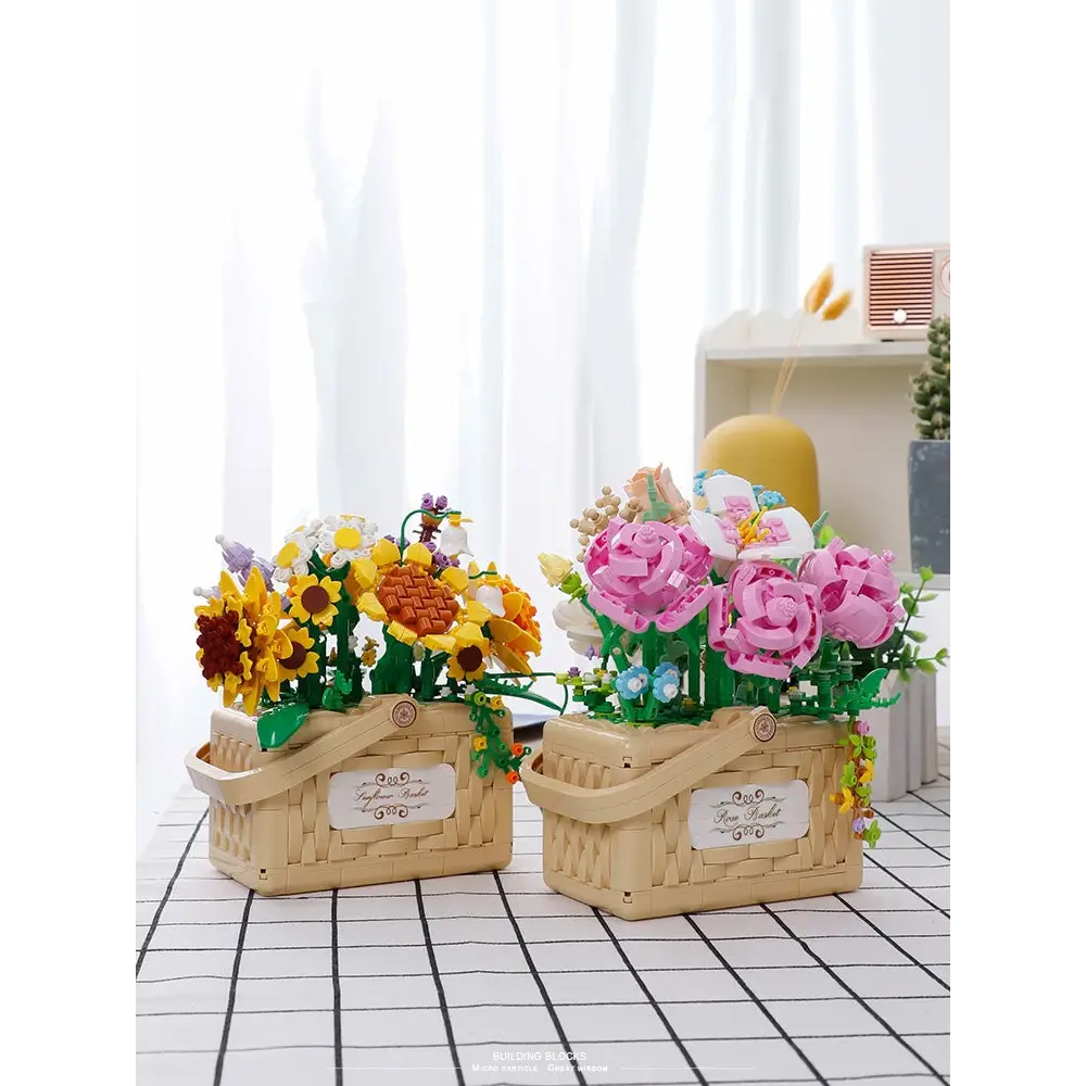 Building Block Flower Basket Planter Set for Indoor Gardens - storage