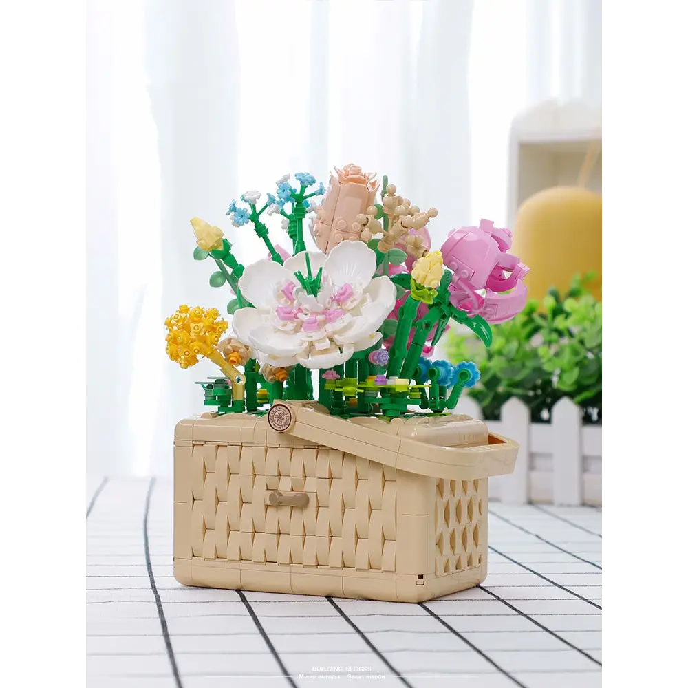 Building Block Flower Basket Planter Set for Indoor Gardens - storage