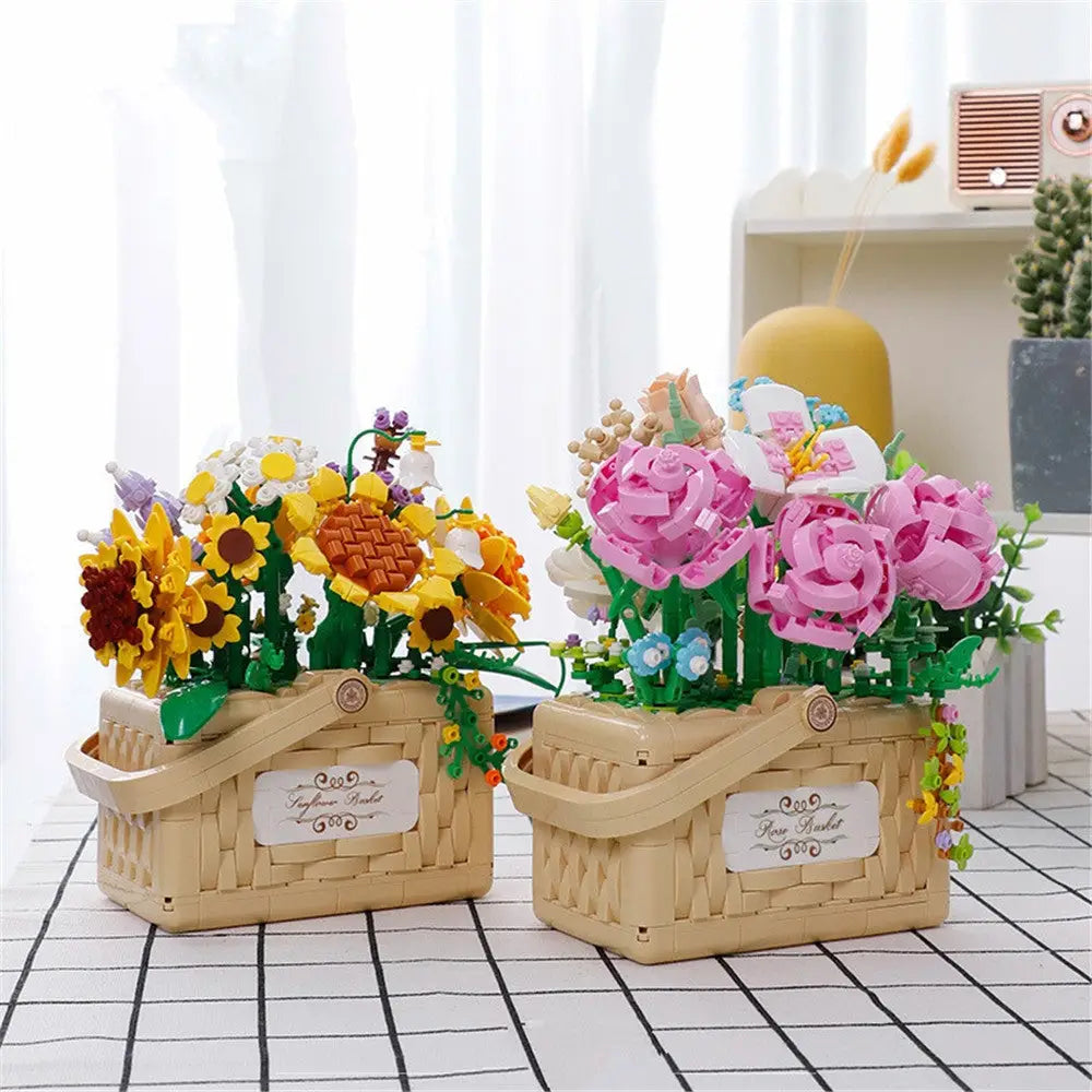 Building Block Flower Basket Planter Set for Indoor Gardens - storage