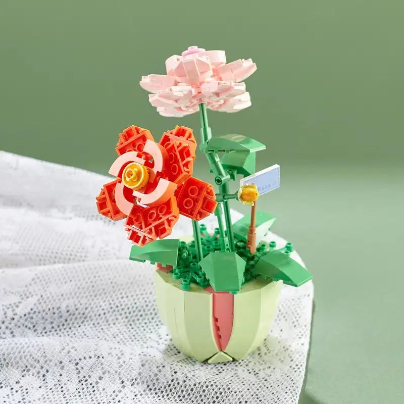 Building Block Flower Planter Set for Indoor Garden Oasis - plush