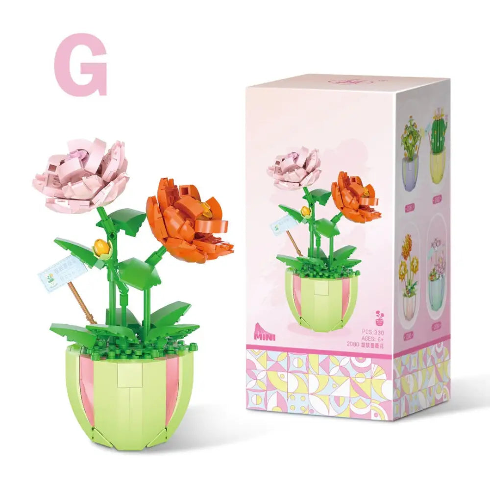 Building Block Flower Planter Sets - G - building blocks, flower, flowers, lego, lego set