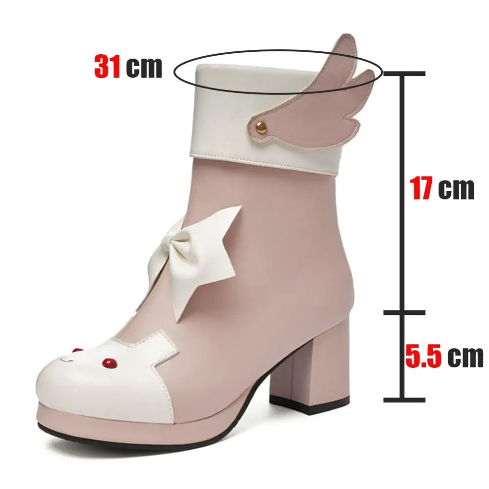 Bunny Booties with Wings for Magical Girl and Lolita Fashion - boots