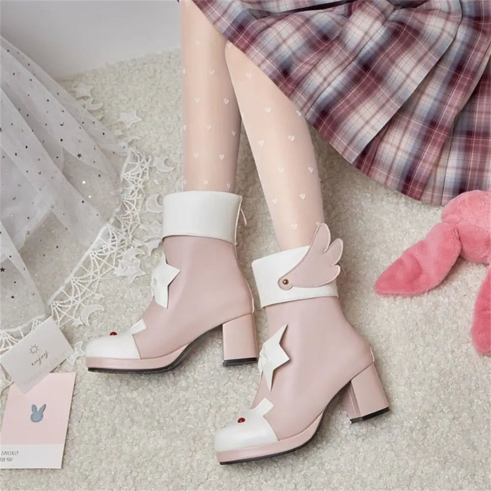 Bunny Booties with Wings for Magical Girl and Lolita Fashion - boots