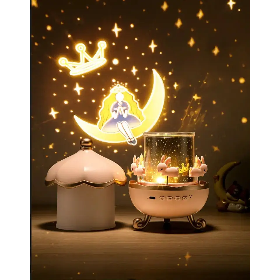 Bunny Carousel Projector Night Light for a Magical Nursery Atmosphere - lighting