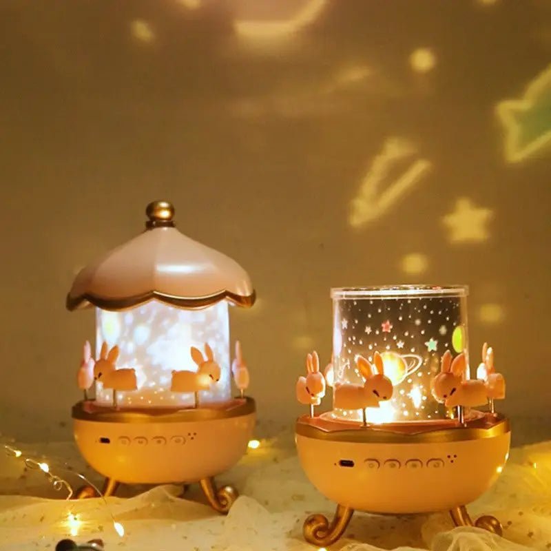 Bunny Carousel Projector Night Light for a Magical Nursery Atmosphere - Cosparty