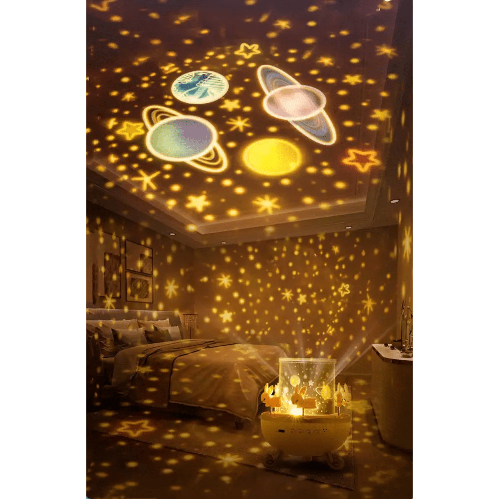 Bunny Carousel Projector Night Light for a Magical Nursery Atmosphere - Cosparty