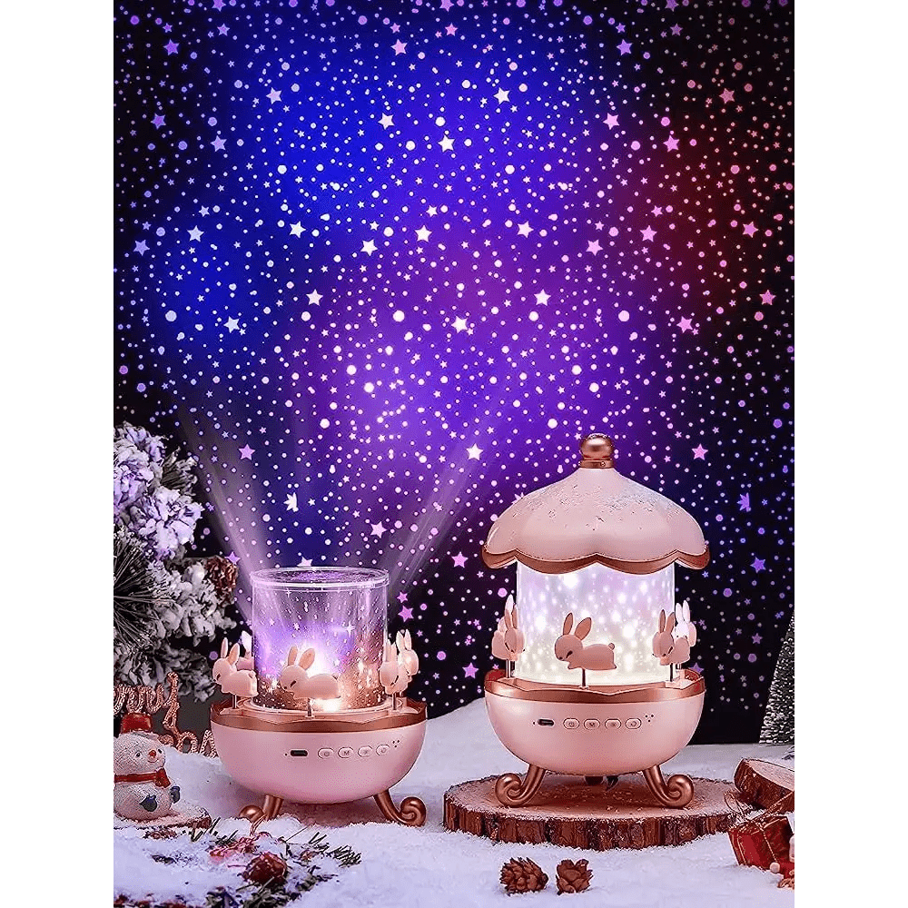 Bunny Carousel Projector Night Light for a Magical Nursery Atmosphere - Cosparty