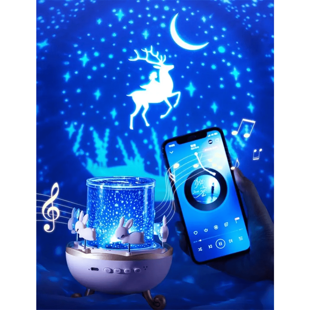 Bunny Carousel Projector Night Light for a Magical Nursery Atmosphere - Cosparty