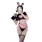 Bunny Onesie with Lace Up Detailing and Cute Bunny Ears - Lingerie