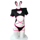 Bunny Onesie with Lace Up Detailing and Cute Bunny Ears - Lingerie