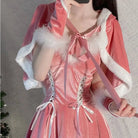 Bunny Set Dress with Cozy Santa Claus Inspired Hoodie Cape Shawl - Cosparty