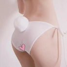 White Bunny Rabbit Pom Pom Tail Undies Panties Pompom Plush Petplay Kink