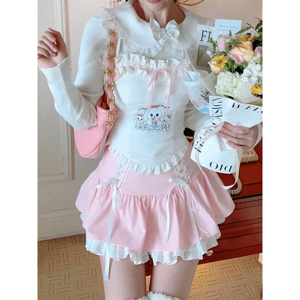 Bunny Tea Party Halter Top for Kawaii and Fairycore Lovers - Cosparty