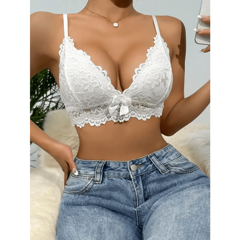 Butterfly Back Bralette with Lace and Silk Ribbon Lingerie Piece - Cosparty