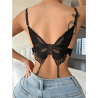 Butterfly Back Bralette with Lace and Silk Ribbon Lingerie Piece - Cosparty