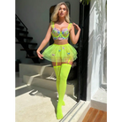 Butterfly Rave Lingerie Set in Vibrant Lime Green Tutu Style - lingerie set