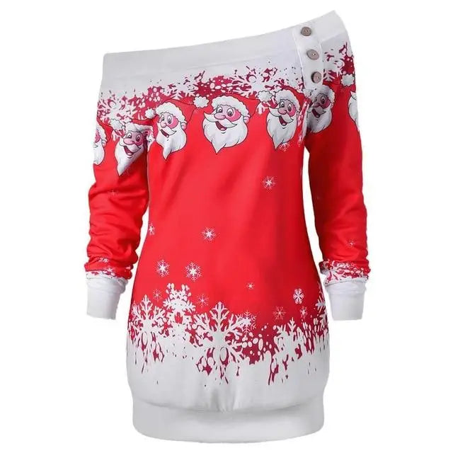 Cable Knit Off-the-Shoulder Santa Sweater for Cozy Holiday Style - Red / M - sweater