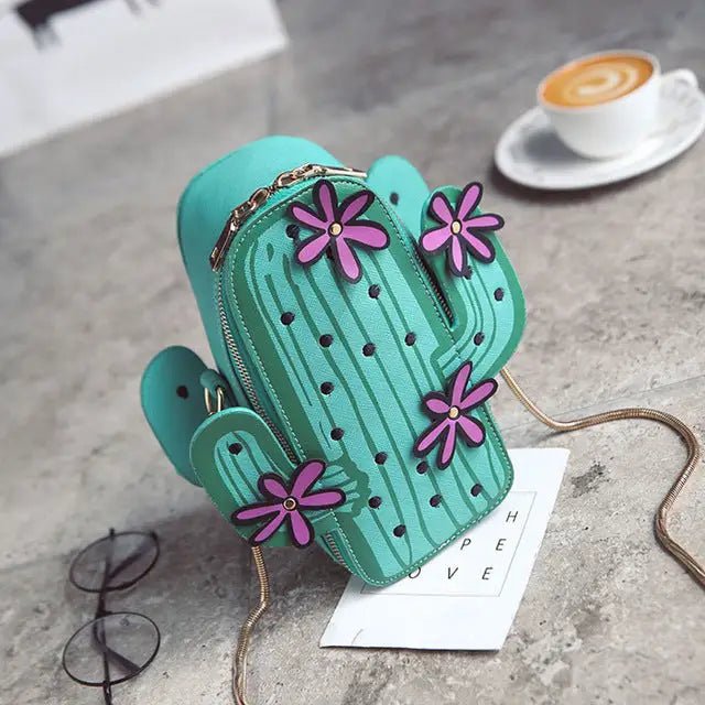 Cactus Plant Purse with Long Gold Chain for a Unique Fashion Statement - Cosparty