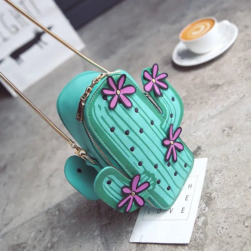 Cactus Plant Purse with Long Gold Chain for a Unique Fashion Statement - Cosparty
