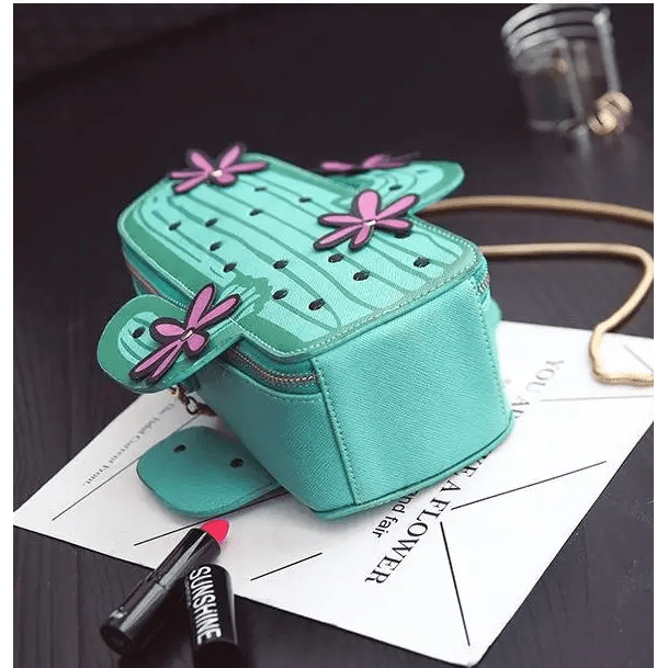 Cactus Plant Purse with Long Gold Chain for a Unique Fashion Statement - Cosparty