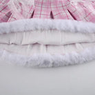 Candy Colored Blue Plaid Fur-Lined Lolita Skirt with Fur Trim - skirt