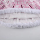 Candy Colored Blue Plaid Fur - Lined Lolita Skirt with Fur Trim - Cosparty