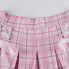 Candy Colored Blue Plaid Fur-Lined Lolita Skirt with Fur Trim - skirt