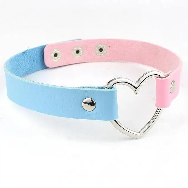 Candy Colored Heart Choker in Vegan Leather for Cosparty Fun - Cosparty