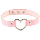 Kawaii Pink Heart Choker Collar Vegan Leather Bondage Leash Kink