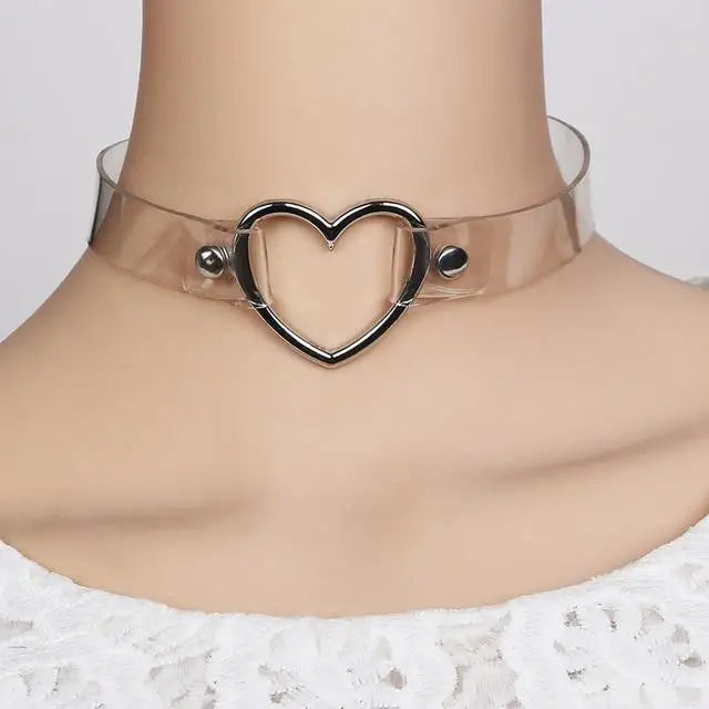 Candy Colored Heart Choker in Vegan Leather for Cosparty Fun - choker