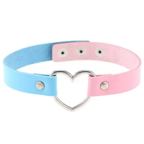 Candy Colored Heart Choker in Vegan Leather for Cosparty Fun - choker