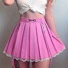 Candy Colored High Quality Pleated Skirt with Lace Tulle Hem - Cosparty