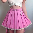 Candy Colored High Quality Pleated Skirt with Lace Tulle Hem - Cosparty