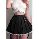 Candy Colored High Quality Pleated Skirt with Lace Tulle Hem - Cosparty