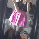 Candy Colored High Quality Pleated Skirt with Lace Tulle Hem - Cosparty