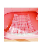 Candy Colored Pink Plaid Lolita Skirt with Fur-Lined Trim - Skirts