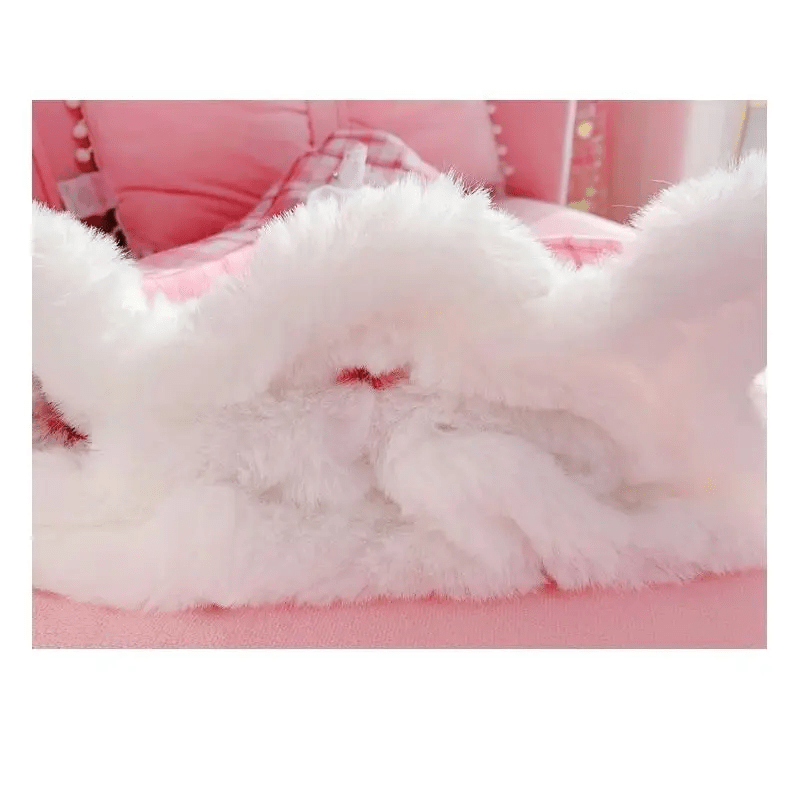 Candy Colored Pink Plaid Lolita Skirt with Fur - Lined Trim - Cosparty