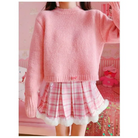 Candy Colored Pink Plaid Lolita Skirt with Fur-Lined Trim - Skirts