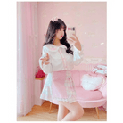 Candy Colored Purple Plaid Flower Lolita Skirt with Chain - Cosparty