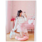 Candy Colored Purple Plaid Flower Lolita Skirt with Chain - Cosparty