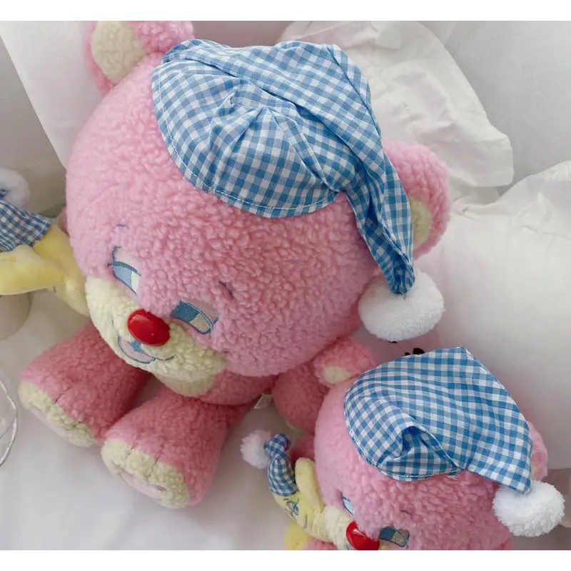 Candy Pink Teddy Bear with Moon Plush for Cozy Bedtime Snuggles - toy