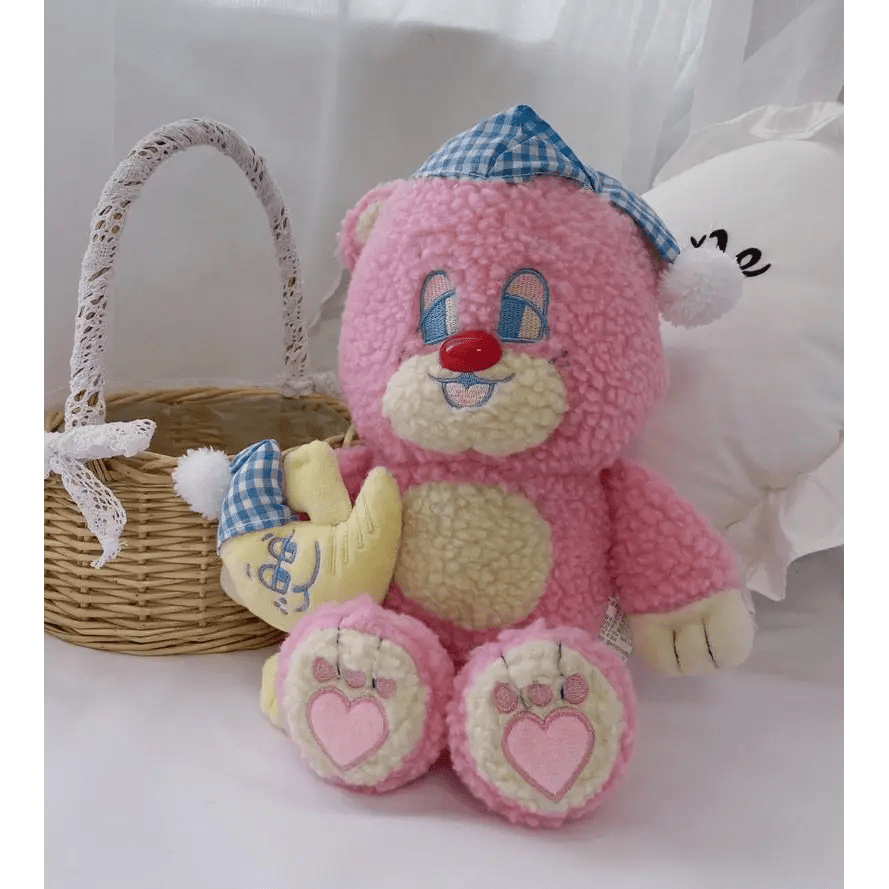 Candy Pink Teddy Bear with Moon Plush for Cozy Bedtime Snuggles - Cosparty