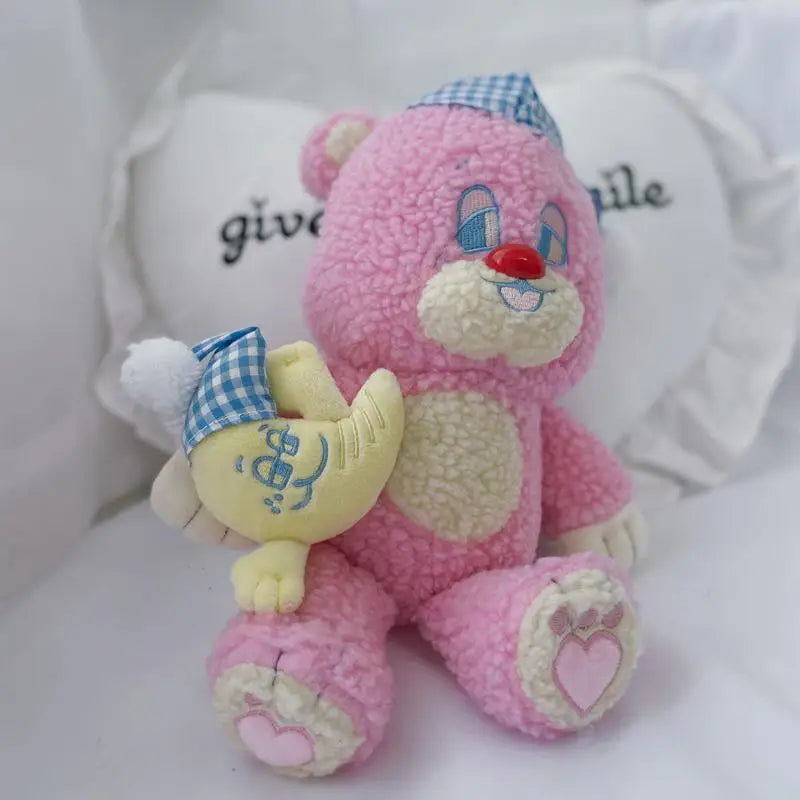 Candy Pink Teddy Bear with Moon Plush for Cozy Bedtime Snuggles - toy