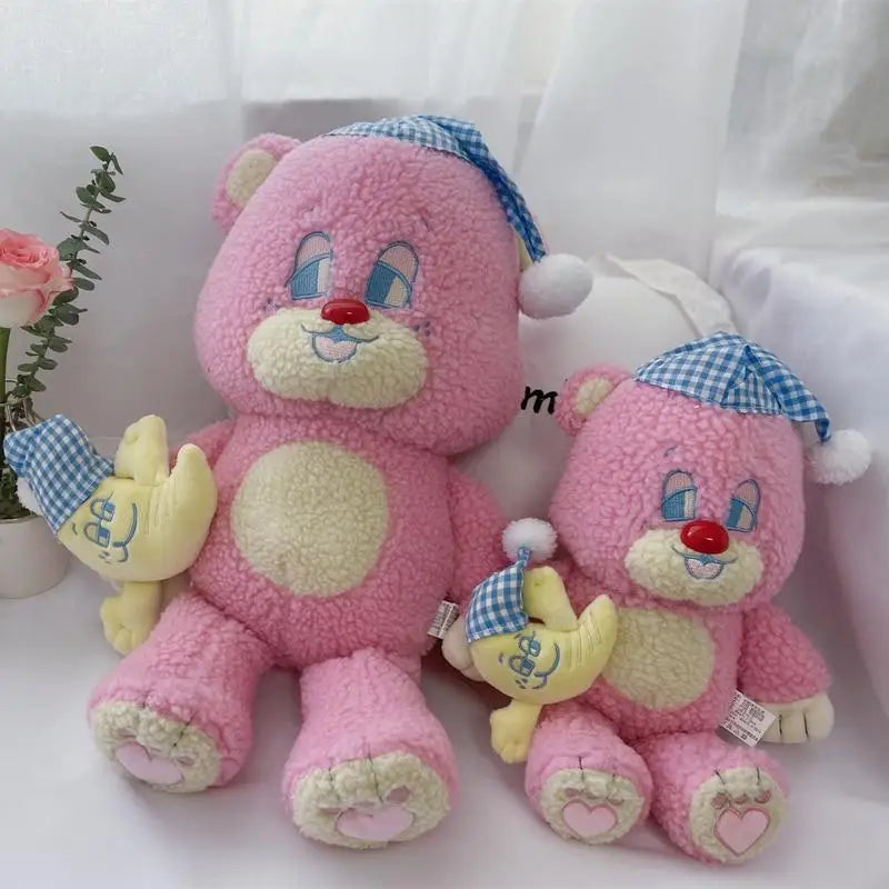 Candy Pink Teddy Bear with Moon Plush for Cozy Bedtime Snuggles - about 35cm - toy