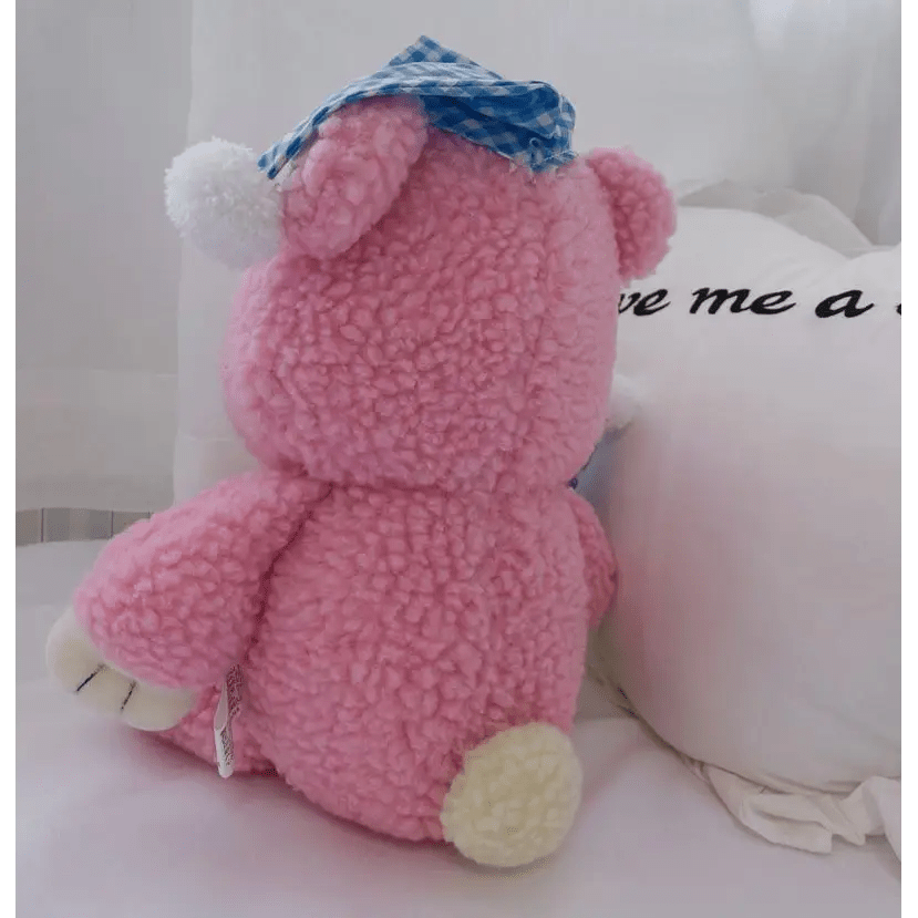 Candy Pink Teddy Bear with Moon Plush for Cozy Bedtime Snuggles - Cosparty