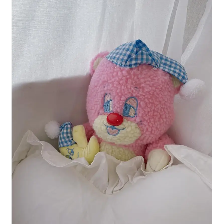 Candy Pink Teddy Bear with Moon Plush for Cozy Bedtime Snuggles - toy